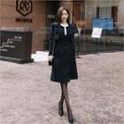 Snap-button Wrap Coat With Belt Black - One Size