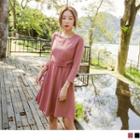 Belt Wasit Plain A-line Dress