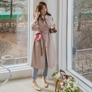 Detachable-capelet Mac Coat With Sash