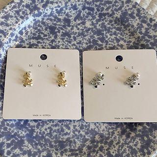 Faux Pearl Bear Alloy Earring