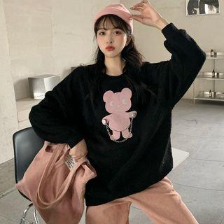 Chained Bear Print Sweatshirt