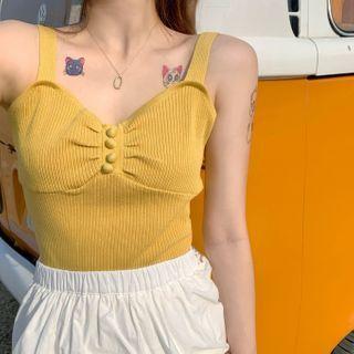 Ribbed Shirred Knit Camisole Top