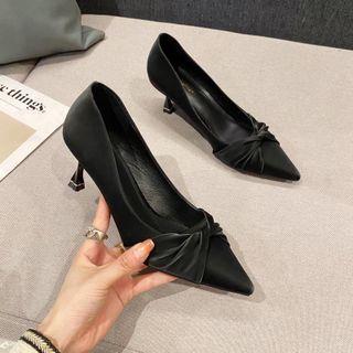Stiletto Heel Bow Pointy Pumps