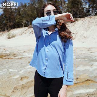 Drop-shoulder Embroidered Blouse