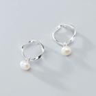 Twisted 925 Sterling Silver Faux Pearl Dangle Earring 1 Pair - S925 Silver - Silver - One Size