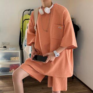 Plain Pocket Front Oversized Tee / Wide Leg Shorts