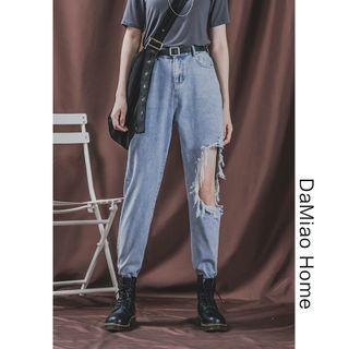 Cutout High-waist Harem Jeans