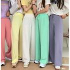 Drawstring Wide-leg Pants / Drawstring Plain Cuff Pants