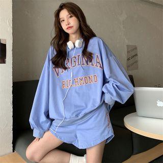 Set : Long-sleeve Lettering T-shirt + Shorts