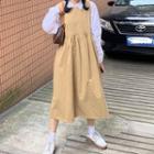 Plain Long-sleeve Shirt / Oversize Jumper Dress / Gingham Bow