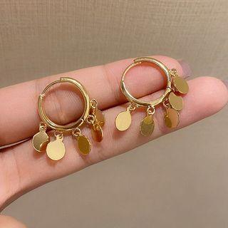 Alloy Disc Fringed Earring Xe2619 - 1 Pair - Gold - One Size