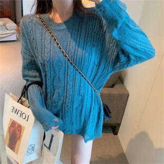 Rip Knit Top Peacock Blue - One Size