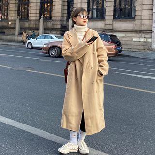 Double Breasted Long Coat / Turtleneck Sweater