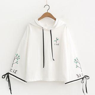 Long-sleeve Hooded Tree Embroidered T-shirt