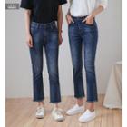 Fray-hem Straight-cut Jeans In 2 Designs