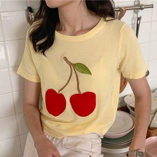 Short-sleeve Embroidered Cherry T-shirt