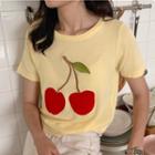 Short-sleeve Embroidered Cherry T-shirt