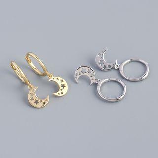 Sterling Silver Crescent Drop Mini Hoop Earring