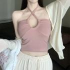 Halter Camisole Top / Cropped Cardigan / Sweatpants
