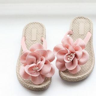 Corsage Rattan Flip-flops