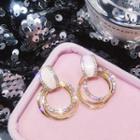 Rhinestone Hoop Dangle Earring 1 Pair - Ez212jin - White & Gold - One Size