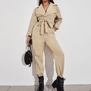 Button-up Long-sleeve Jumpsuit