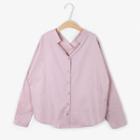 V-neck Plain Blouse Pink - One Size