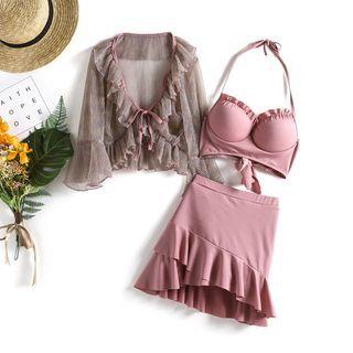 Set: Ruffle Trim Bikini + Ruffled Cover-up
