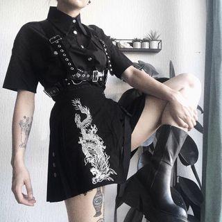 Dragon Print Mini A-line Skirt