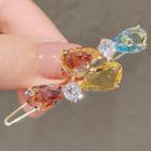 Faux Crystal Hair Clip Ly759 - Yellow & Blue - One Size