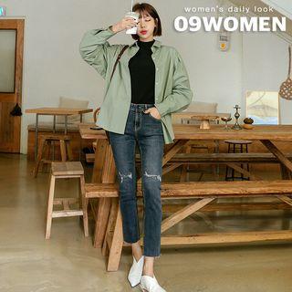 Pleated-sleeve Cotton Shirt