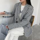 Gingham Double-breasted Blazer Gingham - Black & White - One Size