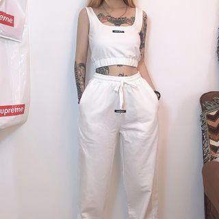 Sleeveless Crop Top / Plain Harem Pants