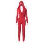 Long-sleeve Lettering Hooded Jumpsuit
