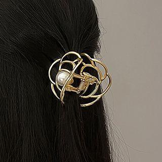 Flower Faux Pearl Alloy Hair Clip