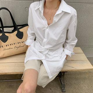 Knot-front Longline Shirt