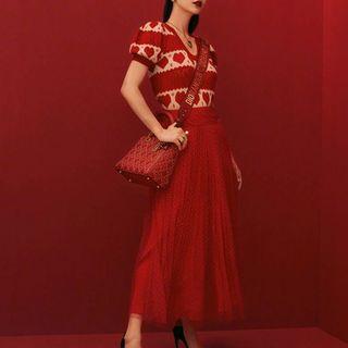 Short-sleeve Open-knit Top / Jeans / Open-knit Dress