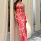 Halter Flower Print Maxi Sundress