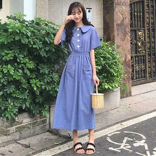 Peter-pan Collar Loose-fit Short-sleeve Dress