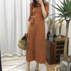 Plain Round-neck Long-sleeve Knit Dress