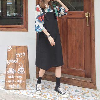 Set: Short Sleeve Print Shirt + Jumper Dress