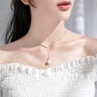 925 Sterling Silver Faux Pearl Y Pendant Necklace Faux Pearl Y Pendant Necklace - One Size