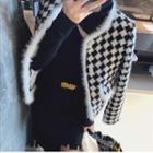 Houndstooth Fluffy Trim Jacket