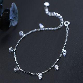 Rhinestone Sterling Silver Bracelet S925 Silver - Silver - One Size