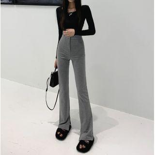 Slit Hem Straight Leg Dress Pants