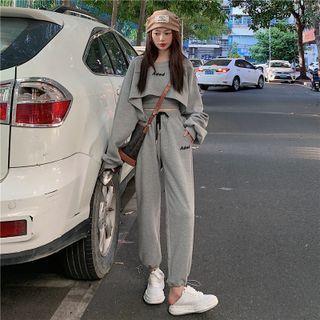 Cropped Lettering Sweatshirt / Camisole Top / Sweatpants / Set