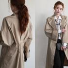 Notched-collar Wide-sleeve Trench Coat