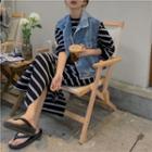 Denim Vest / Short-sleeve Striped Loose-fit Dress