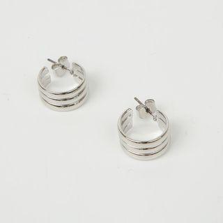 Rib Wide Hoop Earrings Silver - One Size