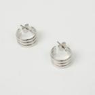 Rib Wide Hoop Earrings Silver - One Size